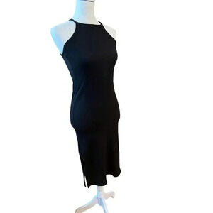 livi by olivia rae black knit bodycon halter midi dress size xs